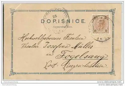 Jan Jachym - Maler Horazdovice - eigenhändig geschriebene Karte mit Bild