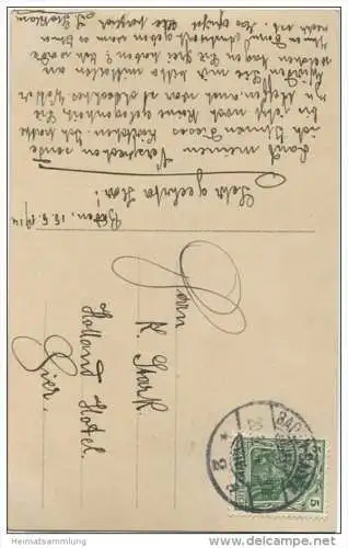 Frau mit Pferd - Schimmel - coloriert gel. 1914