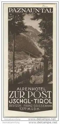 Ischgl Tirol - Alpenhotel Zur Post Besitzer Franz Grissemann - Faltblatt mit 10 Abbildungen