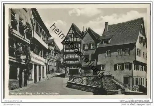 Wimpfen am Berg - Am Adlerbrunnen - Gärtnerei Belzner - Bäckerei Feyerabend - Foto-AK - 50er Jahre