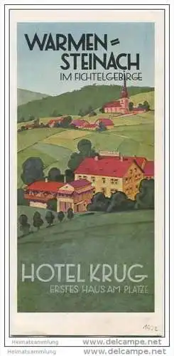 Warmensteinach 30er Jahre - Hotel Krug - Faltblatt mit 8 Abbildungen