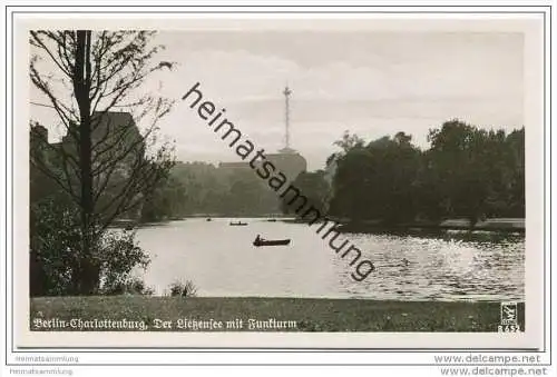 Berlin - Der Lietzensee mit Funkturm - Foto-AK 50er Jahre