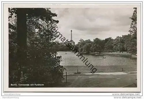 Berlin - Lietzensee mit Funkturm - Foto-AK 50er Jahre