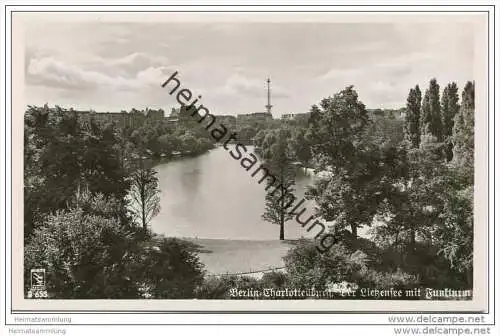 Berlin - Der Lietzensee mit Funkturm - Foto-AK 50er Jahre