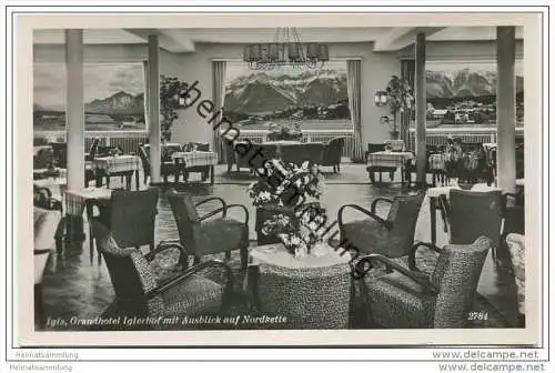 Igls - Grandhotel Iglerhof mit Ausblick auf Nordkette - Foto-AK