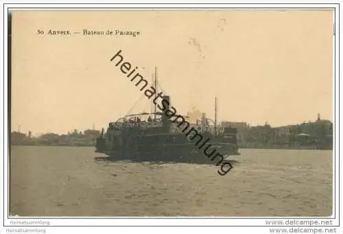 Anvers - Bateau de Passage - Zensurstempel 4-zeilig Militärische Überwachungstelle Freigegeben