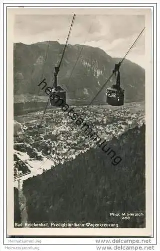 Bad Reichenhall - Seilbahn - Predigtstuhlbahn - Wagenkreuzung - Foto-AK 30er Jahre