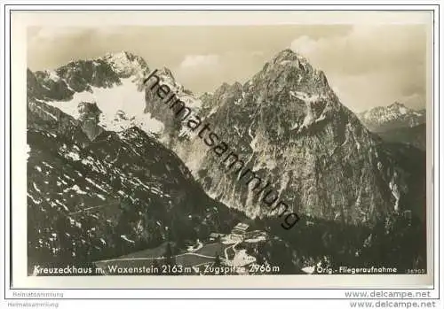 Zugspitze - Kreuzeckhaus - Waxenstein - Fliegeraufnahme - Foto-AK