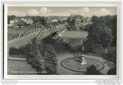 Minden - Weserbrücke - Denkmal - Foto-AK