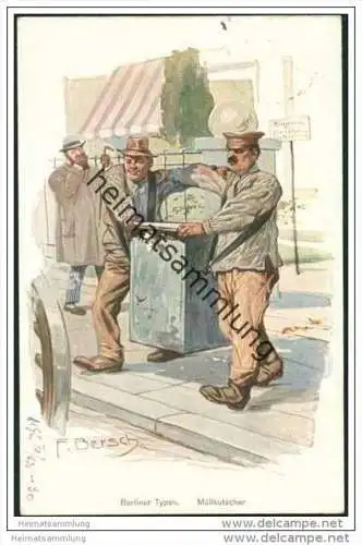 Berlin - Berliner Typen - Müllkutscher - Künstlerkarte F. Bersch