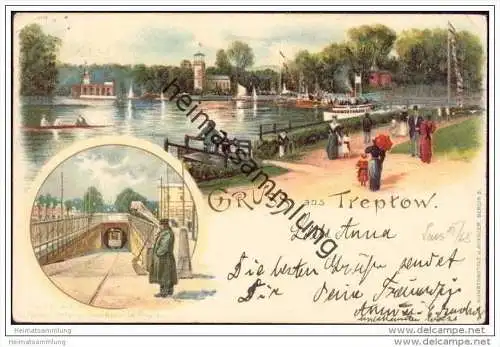 Gruss aus Treptow - Tunnel der Spree Untergrundbahn Stralau