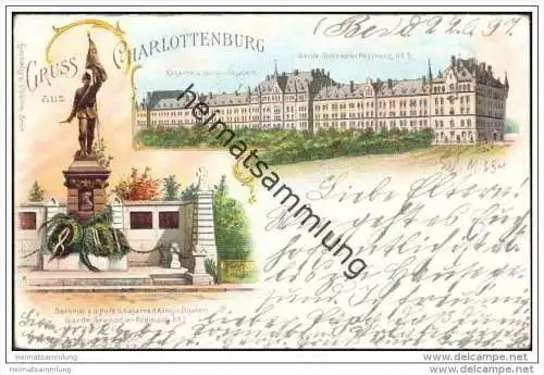 Berlin - Gruss aus Charlottenburg - Kaserne der Königin Elisabeth - Denkmal Garde-Grenadier-Regiment N°3