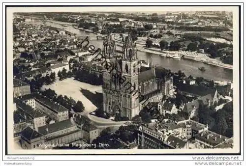 Magdeburg - Luftbild - Dom - Foto-AK 30er Jahre