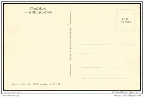 Magdeburg - Luftbild - Ausstellungsgelände - Foto-AK 30er Jahre