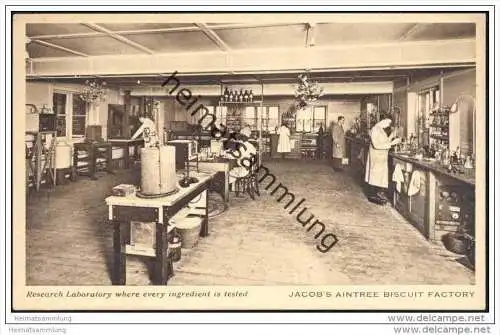 Aintree - W&R Jacobs Biscuit Factory - Research Laboratory where every ingredient is tested ca. 1920