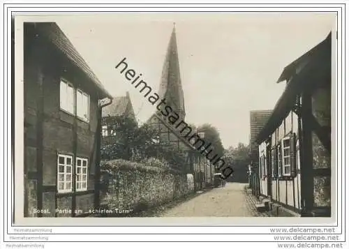 Soest - Partie am schiefen Turm - Foto-AK