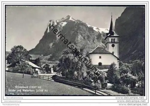 Grindelwald - Kirche - Wetterhorn - Foto-AK
