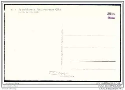 Agassizhorn und Finsteraarhorn von der Grünhornlücke - Foto-AK