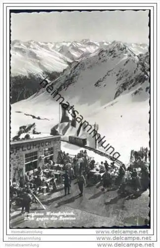 Berghaus Weissfluhjoch - Blick gegen die Bernina - Foto-AK