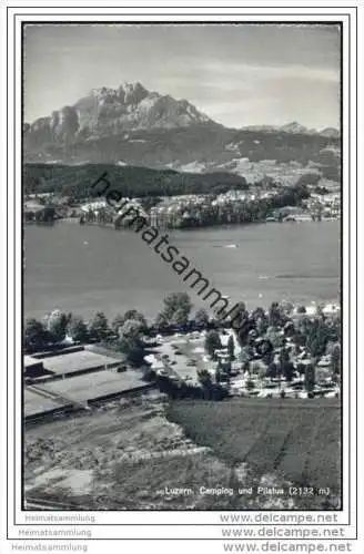 Luzern - Camping und Pilatus - Foto-AK 50er Jahre