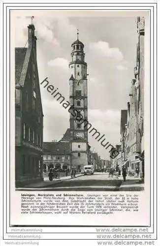 Lauingen (Donau) - Marktplatz - Schimmelturm - Bus - Foto-AK