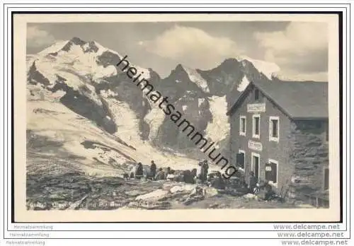 Diavolezzahütte und Piz Bernina - Foto-AK 20er Jahre