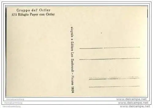 Gruppo del Ortler - Rifugio Payer con Ortler - Foto-AK 1924