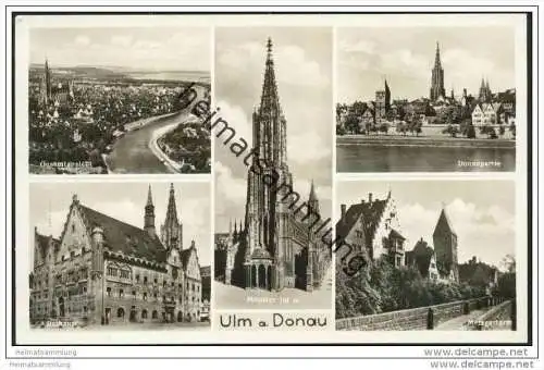 Ulm a. Donau - Gesamtansicht - Rathaus - Metzgerturm - Foto-AK 30er Jahre