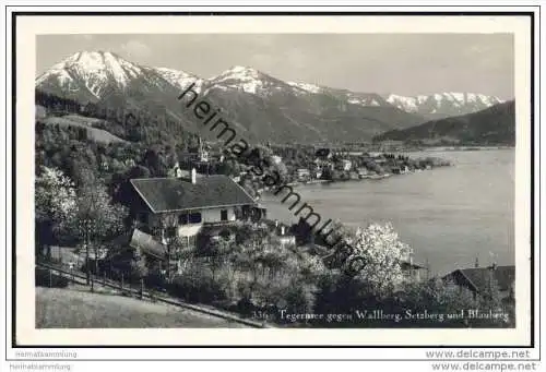 Tegernsee gegen Wallberg - Setzberg und Blauberg - Foto-AK ca. 1930