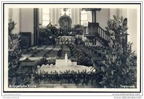 Tegernsee - Evangelische Kirche - Innenansicht - Foto-AK ca. 1930