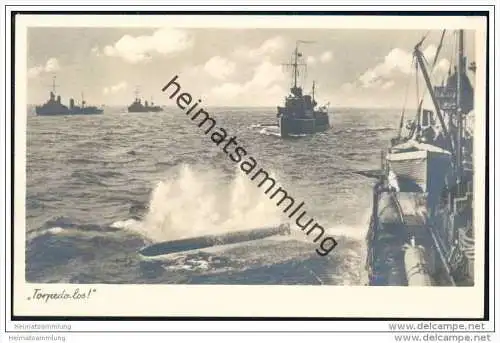 Torpedo los - Abschuss eines Torpedos - Foto-AK