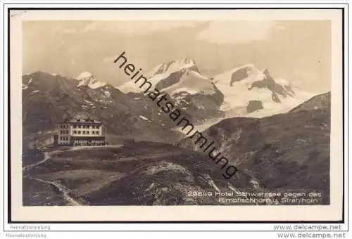 Hotel Schwarzsee - Rimpfischhorn - Strahlhorn - Foto-AK ca. 1920