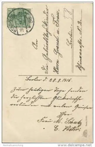 Zwei Kinder mit Blumen gel. 1916