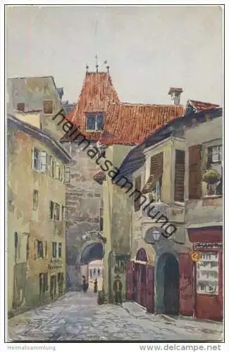 Meran - Bozener Tor - Postgasse - signiert J. Marschall