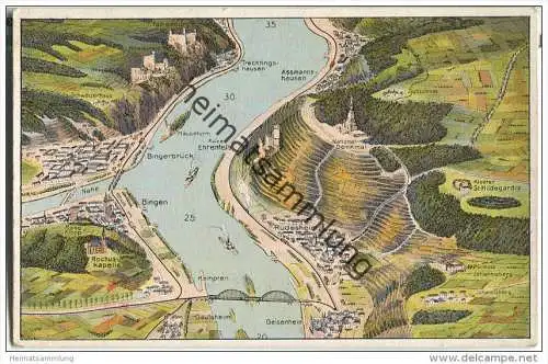 Der Rhein von der Falkenburg bis Geisenheim - Panoramakarte - Ausstell-Muster