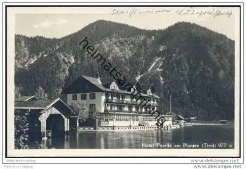 Hotel Forelle am Plansee - Foto-AK - Verlag H. Sting - Post-Hilfsstellenstempel Forelle Post Reutte