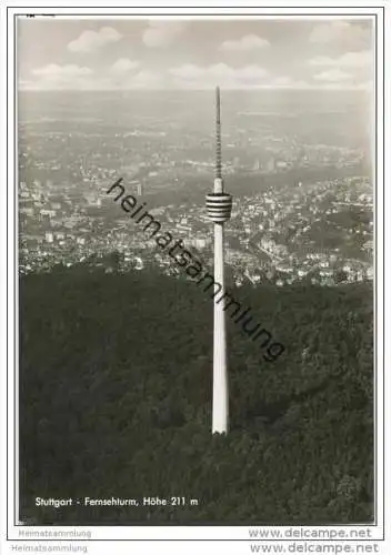 Stuttgart - Fernsehturm - Fliegeraufnahme - Foto-AK Grossformat 50er Jahre