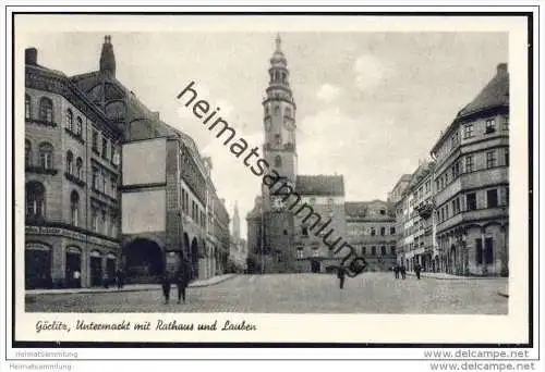 Görlitz - Untermarkt mit Rathaus und Lauben 50er Jahre