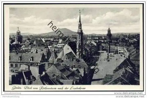 Görlitz - Blick vom Rathausturm nach der Landeskrone 50er Jahre
