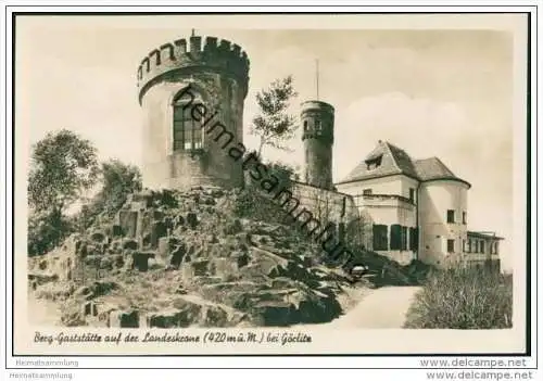 Berg Gaststätte auf der Landeskrone bei Görlitz - Foto-AK 50er Jahre