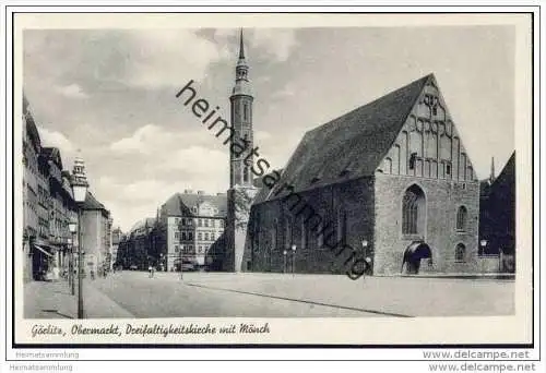 Görlitz - Obermarkt - Dreifaltigkeitskirche mit Mönch 50er Jahre