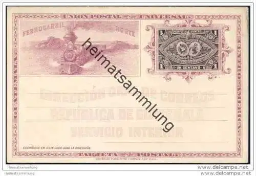 Ganzsachenkarte - Guatemala - 1 Centavo - Ferrocarril Norte - ca. 1900 - *