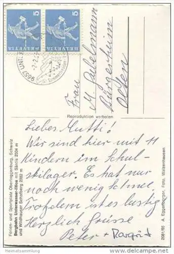 Obertoggenburg - Bergbahn Unterwasser-Iltios - Foto-AK Grossformat - Verlag A. Eggenberger