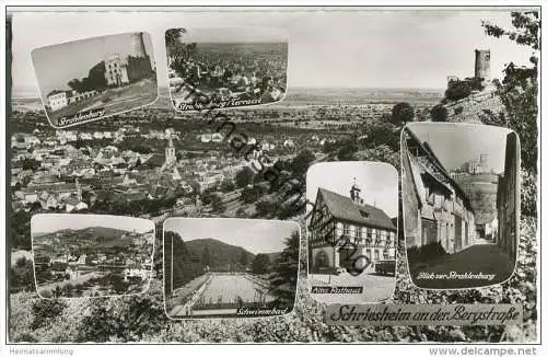 Schriesheim - Strahlenburg - Schwimmbad - Foto-AK