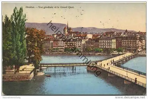 Genève - Vue generale et le Grand Quai gel. 1915