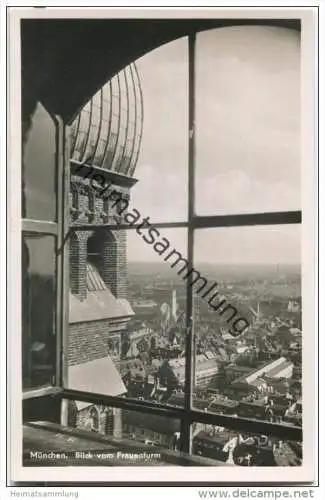 München - Blick vom Frauenturm - Foto-AK - Stempel Turm-Besteigung 1941