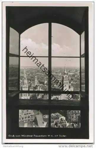 München - Blick vom Frauenturm - Foto-AK - Stempel Turm-Besteigung 1941