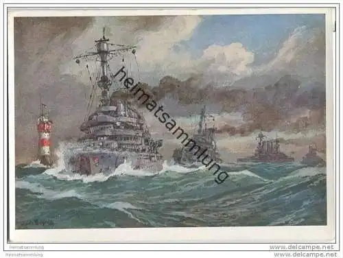 Linienschiffe Schlesien Schleswig-Holstein Hessen auf hoher See - Prof. Hans Bohrdt