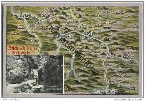 Sächsisch-Böhmische Schweiz - Panoramakarte