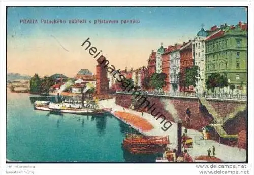 Praha Prag - Palackeho nabrezi s pristavem parniku